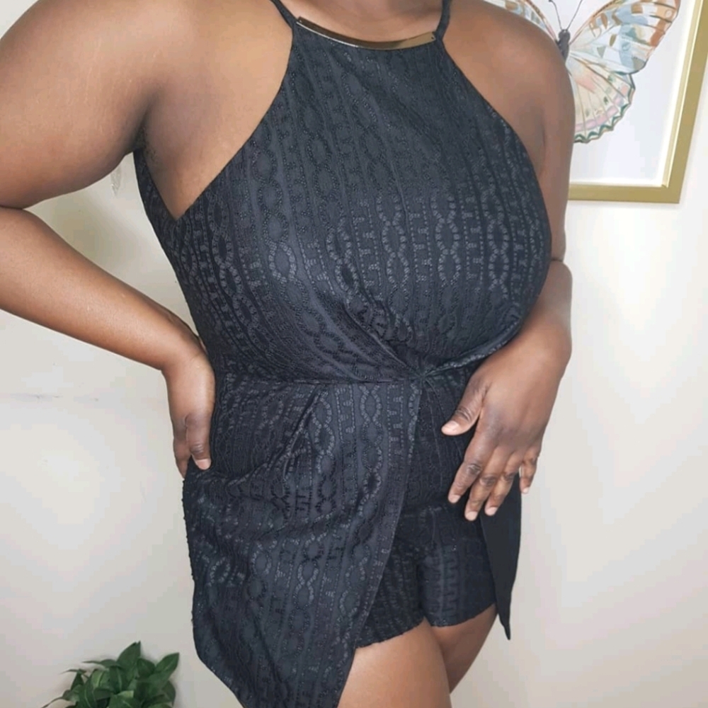 Mustard Seed black lace romper Medium